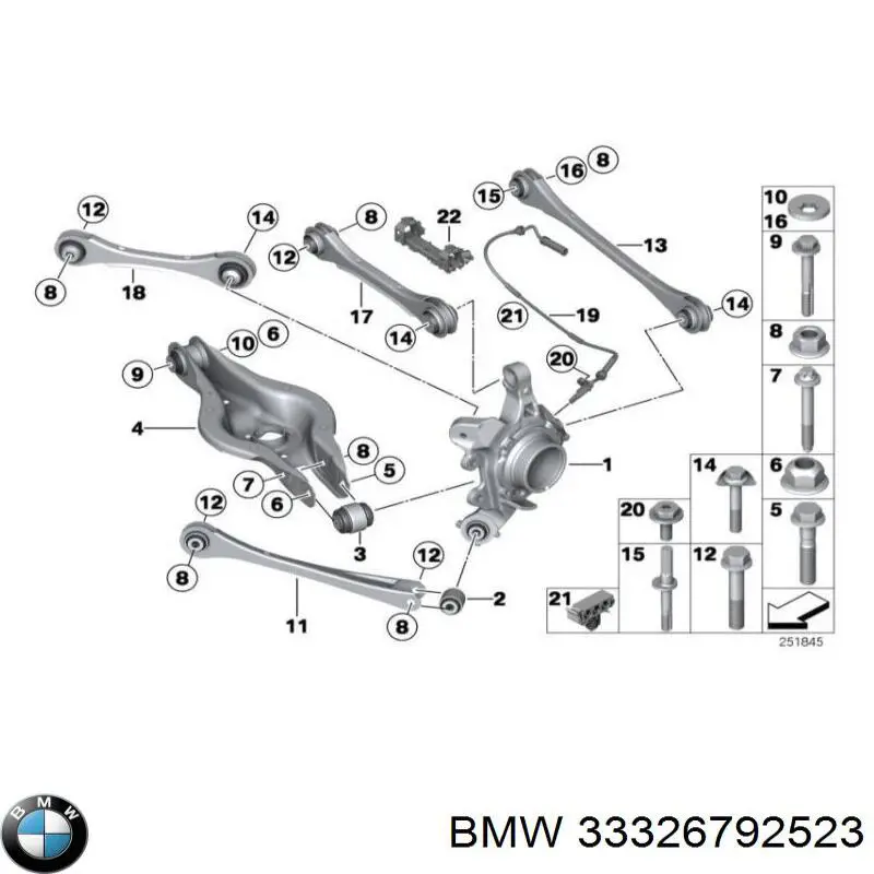 33326792523 BMW muñón del eje, suspensión de rueda, trasero izquierdo