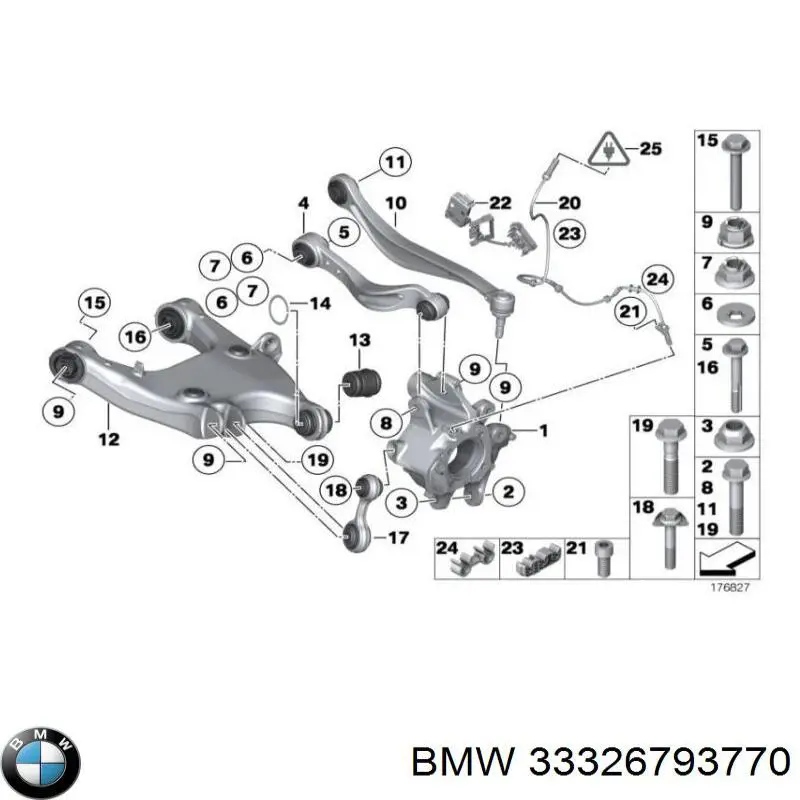 33326793770 BMW muñón del eje, suspensión de rueda, trasero derecho