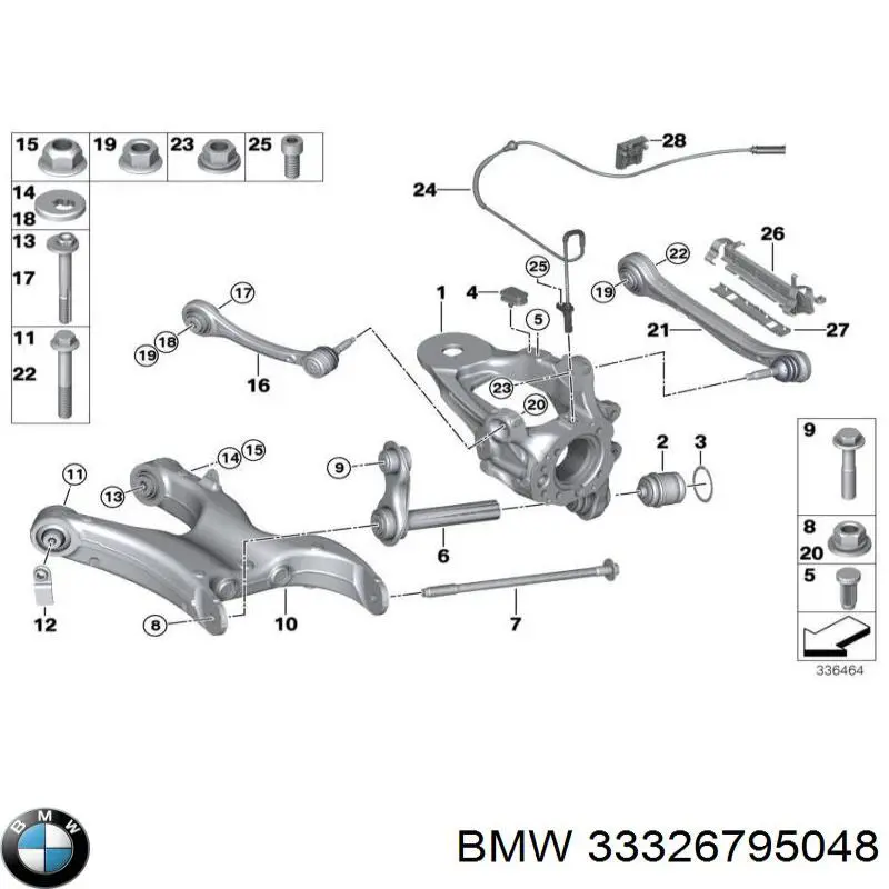 33326795048 BMW Brazo transversal derecho de suspensión trasera