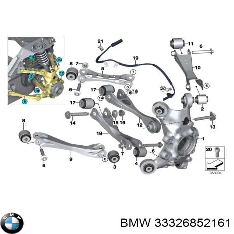 Muñón de eje, cuerpo del eje, trasero izquierdo para BMW I3 (I01)