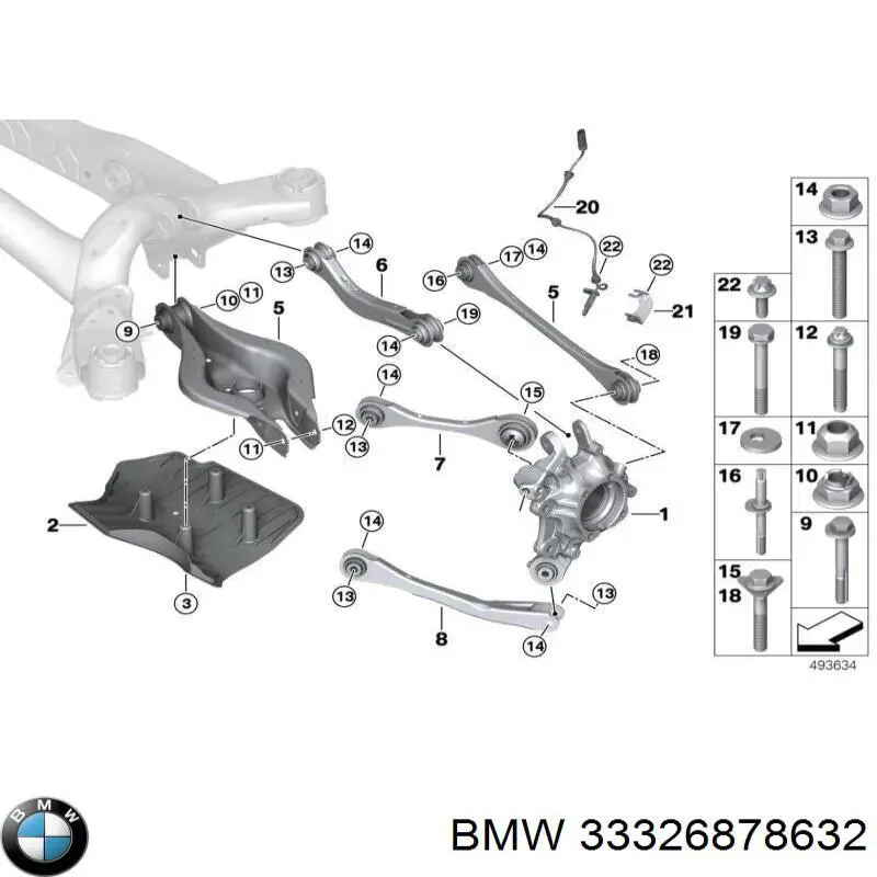 33326878632 BMW brazo suspension trasero superior derecho