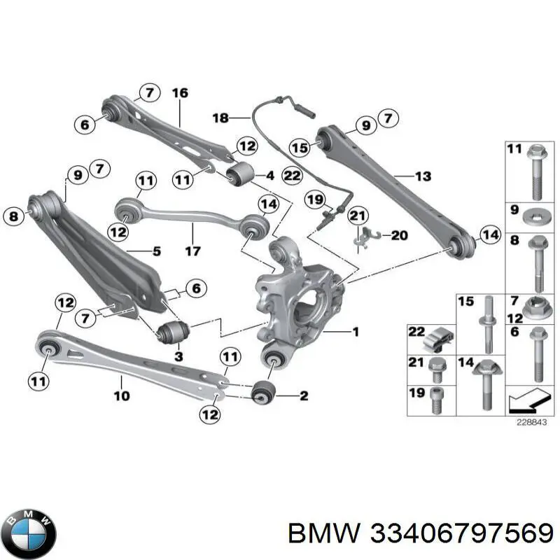 Muñón de eje, cuerpo del eje, trasero izquierdo para BMW X3 (F25)