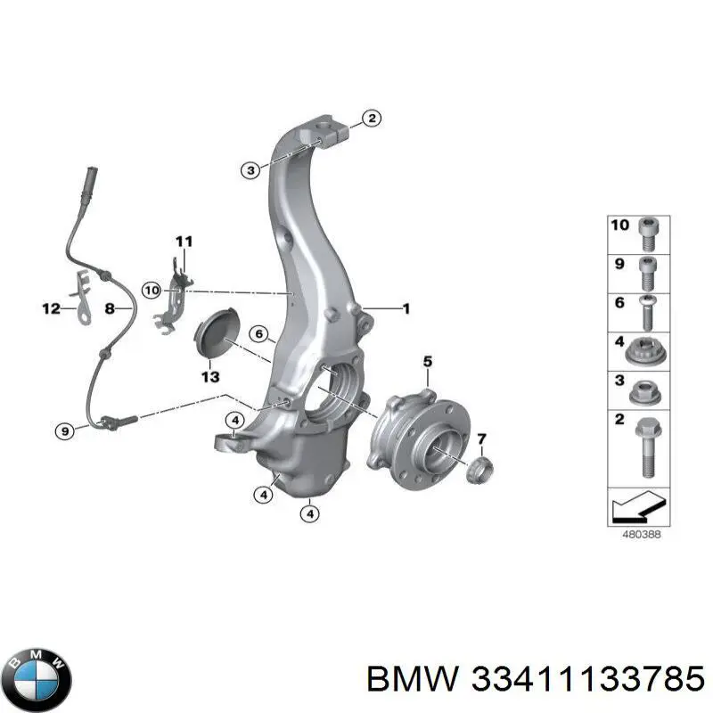 Tuerca del cubo de rueda trasera BMW 33411133785