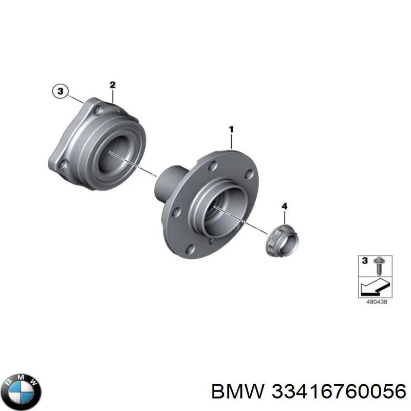 Cubo de rueda trasero 33416760056 BMW