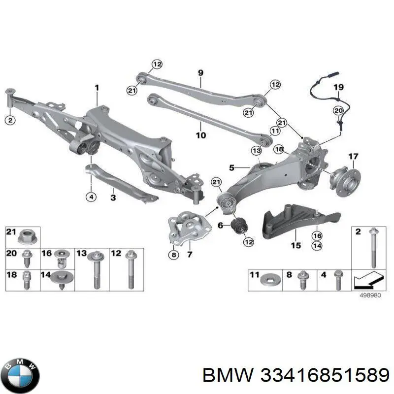 33416851589 BMW Buje de rueda trasero