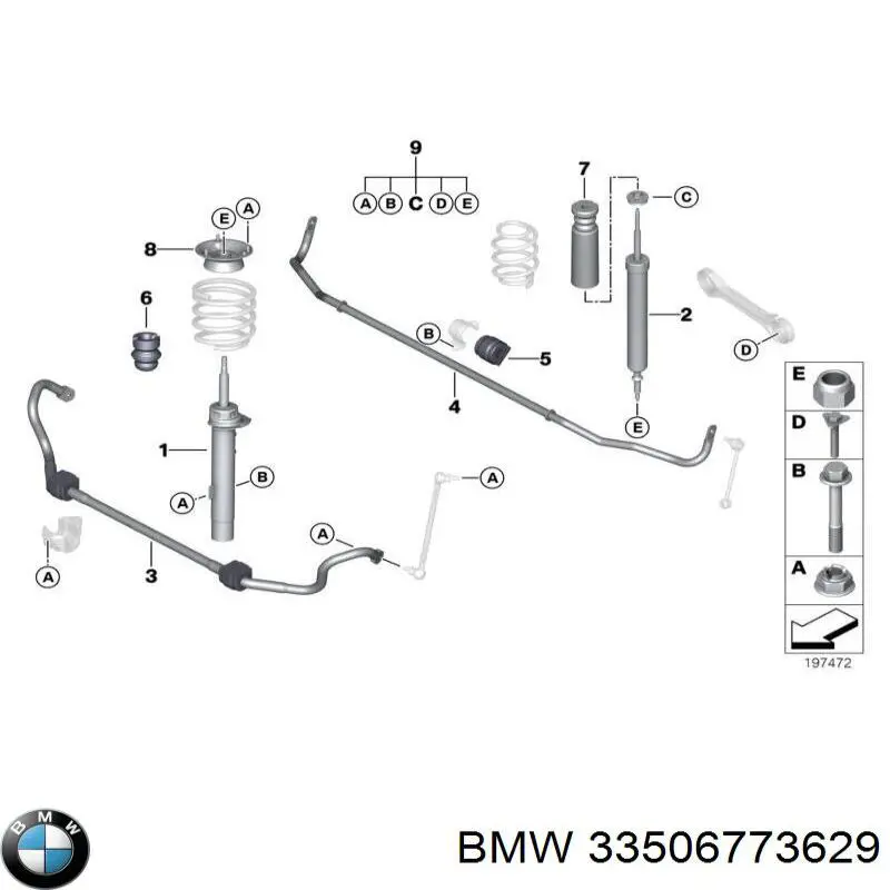 33506773629 BMW tope de amortiguador trasero, suspensión + fuelle