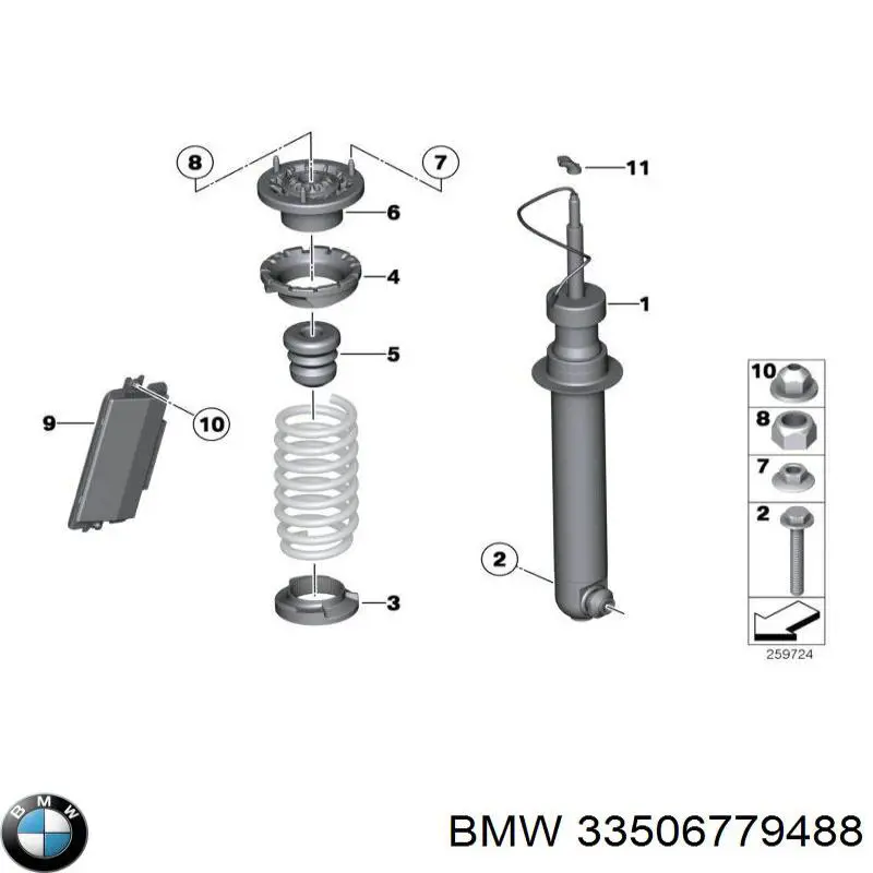 Comprar 33506779488 BMW Tornillo de montaje del amortiguador trasero