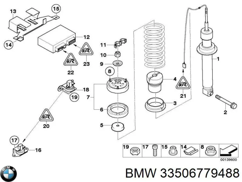 Tornillo de montaje, Amortiguador traasero para BMW 5 (E60)