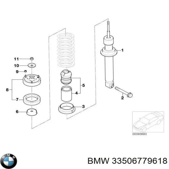 33506769999 BMW soporte amortiguador trasero