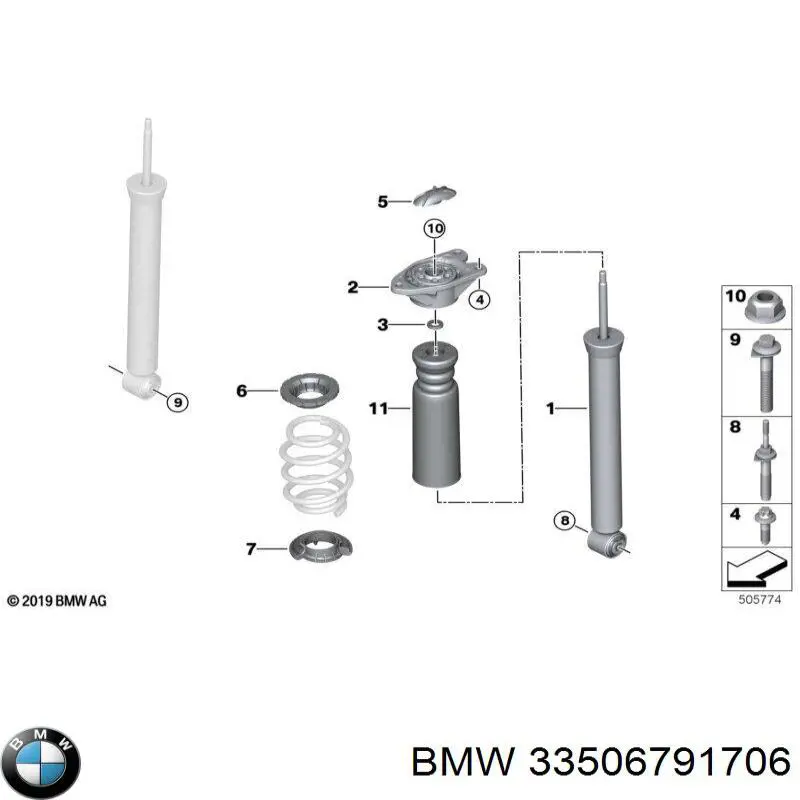 Comprar 33506791706 BMW Copela de amortiguador trasero