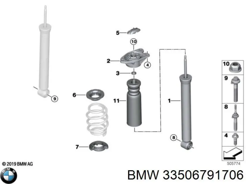 Copela de amortiguador trasero 33506791706 BMW