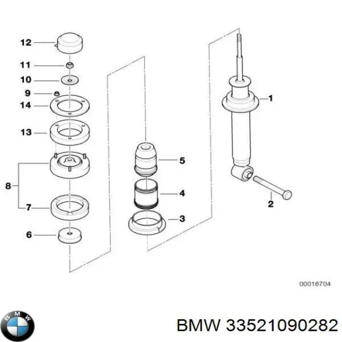 Arandela de casquillo del vástago del amortiguador trasero BMW 33521090282 precio, desde  EUR