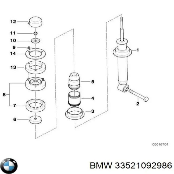 Comprar 33521092986 BMW Arandela de casquillo del vástago del amortiguador trasero