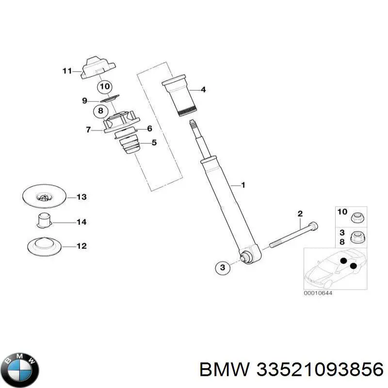 Tornillo de montaje, Amortiguador traasero para BMW X5 (E53)