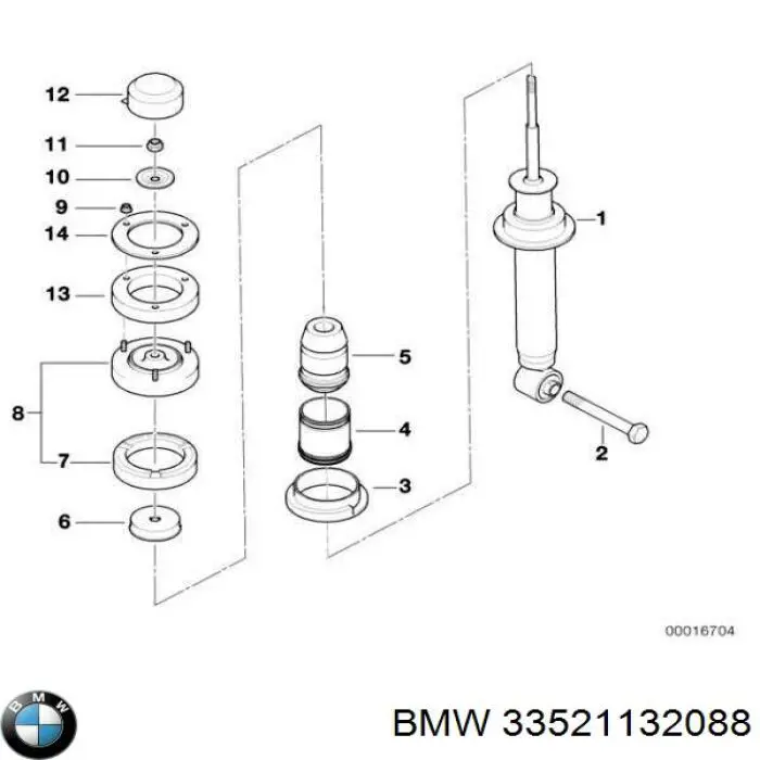 33521132088 BMW copela de amortiguador trasero