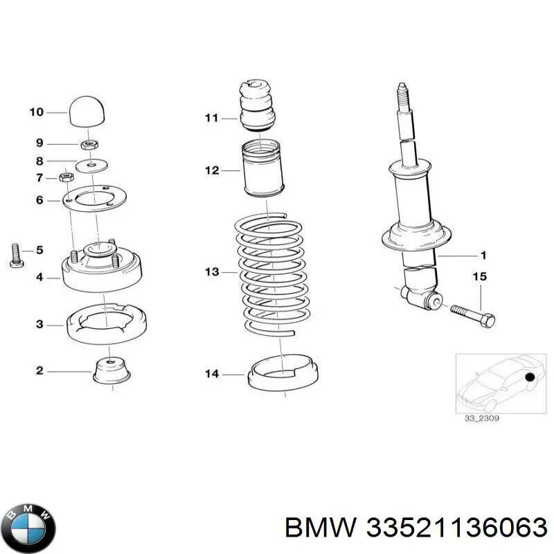 Manguito, Arandela de Vástago de amortiguador trasero para BMW 7 (E32)