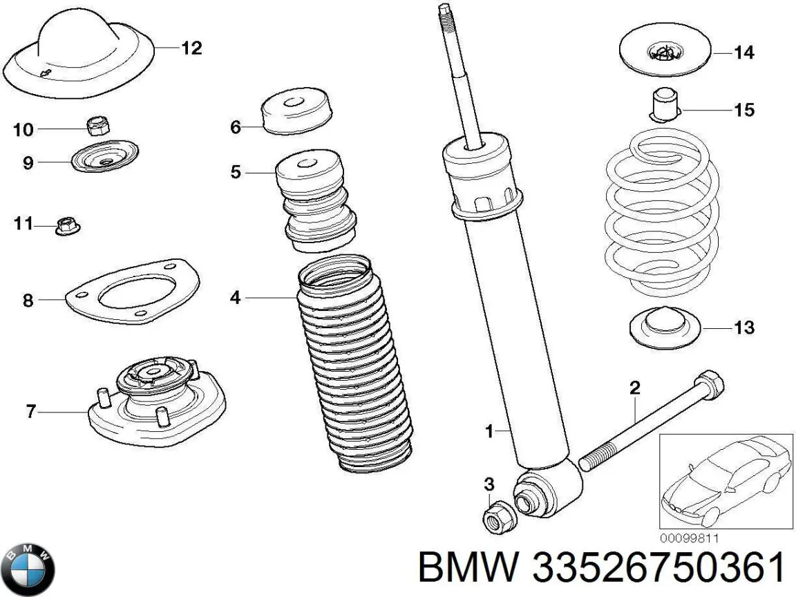 33526750361 BMW amortiguador trasero