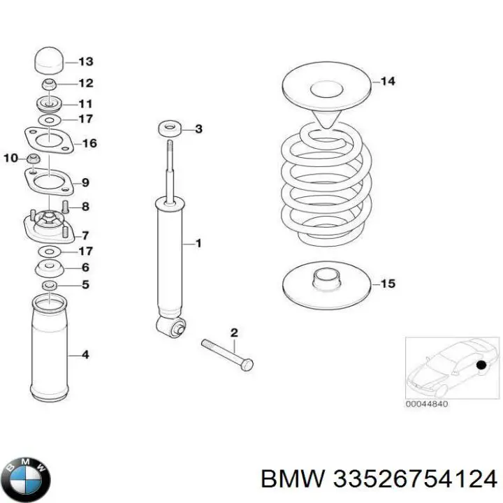 33526754124 BMW soporte amortiguador trasero derecho