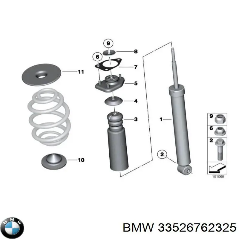 Comprar 33526762325 BMW Arandela de casquillo del vástago del amortiguador trasero