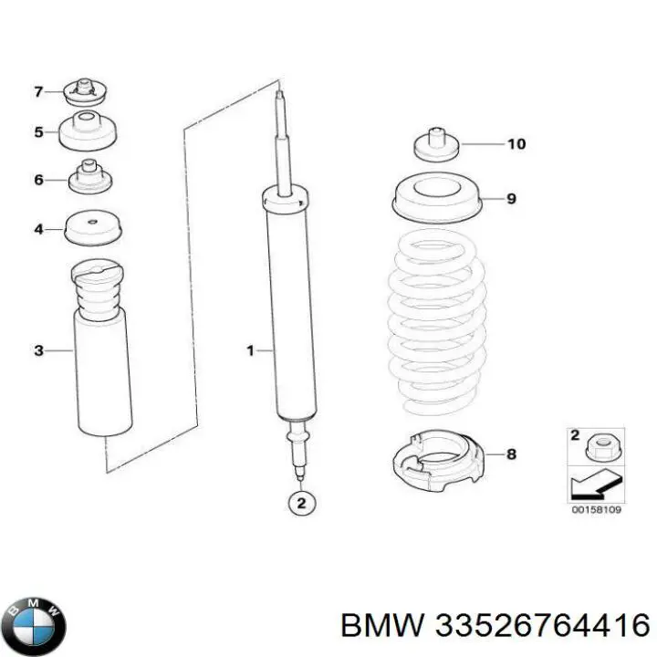 33526764416 BMW rodamiento del amortiguador trasero