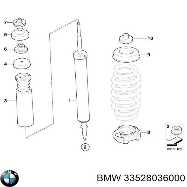 33528036000 BMW tope de amortiguador trasero, suspensión + fuelle