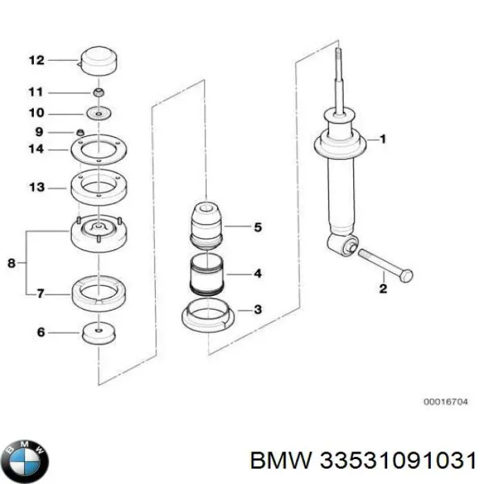 Comprar 33531091031 BMW Tope de amortiguador trasero