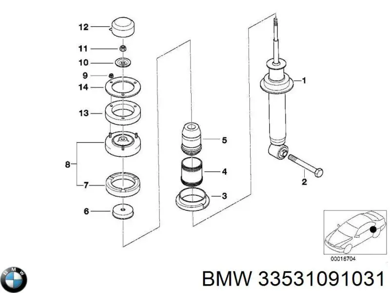 Comprar 33531091031 BMW Tope de amortiguador trasero