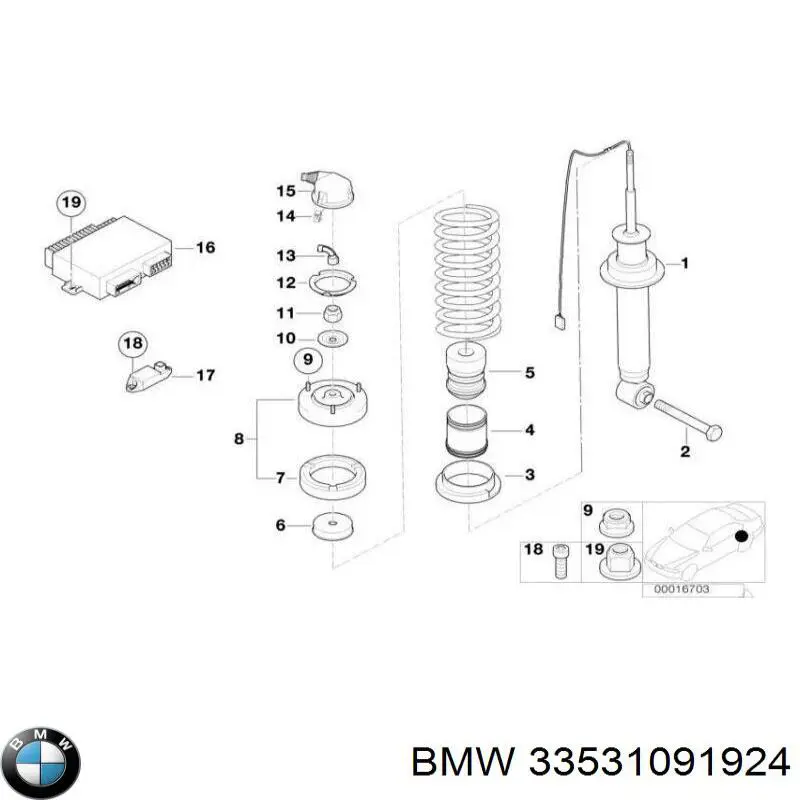 Caja de muelle, Eje trasero, arriba para BMW 5 (E39)