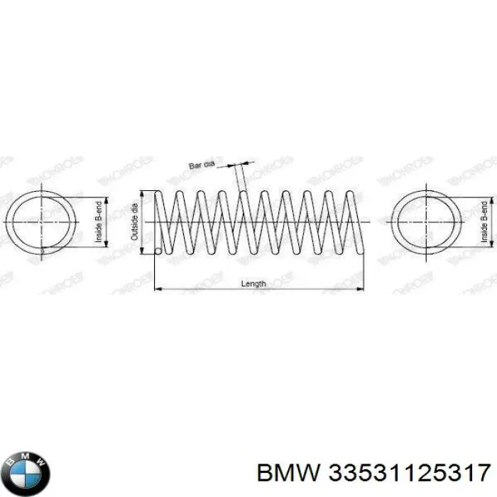 33531125328 BMW muelle de suspensión eje trasero