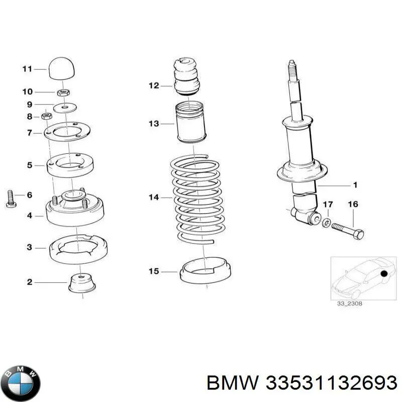 33531132693 BMW muelle de suspensión eje trasero