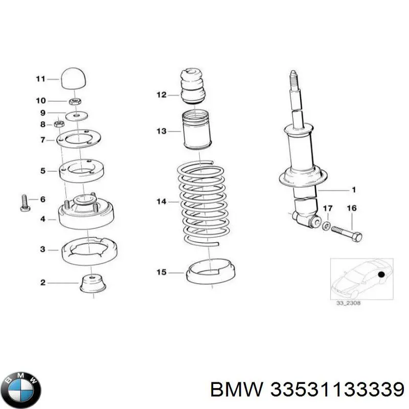 33531133339 BMW muelle de suspensión eje trasero