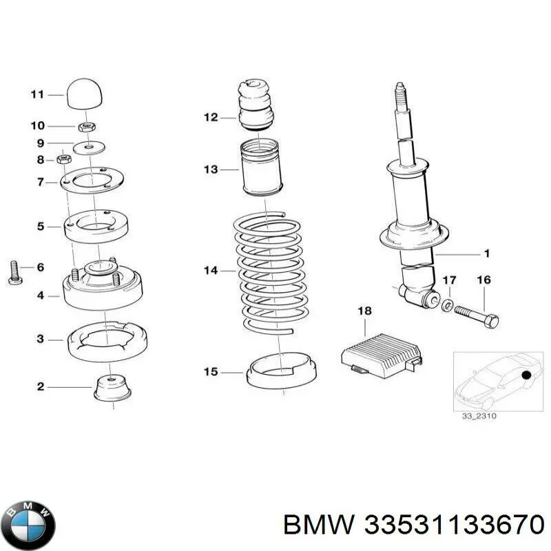 Caja de muelle, Eje trasero, arriba para BMW 5 (E34)