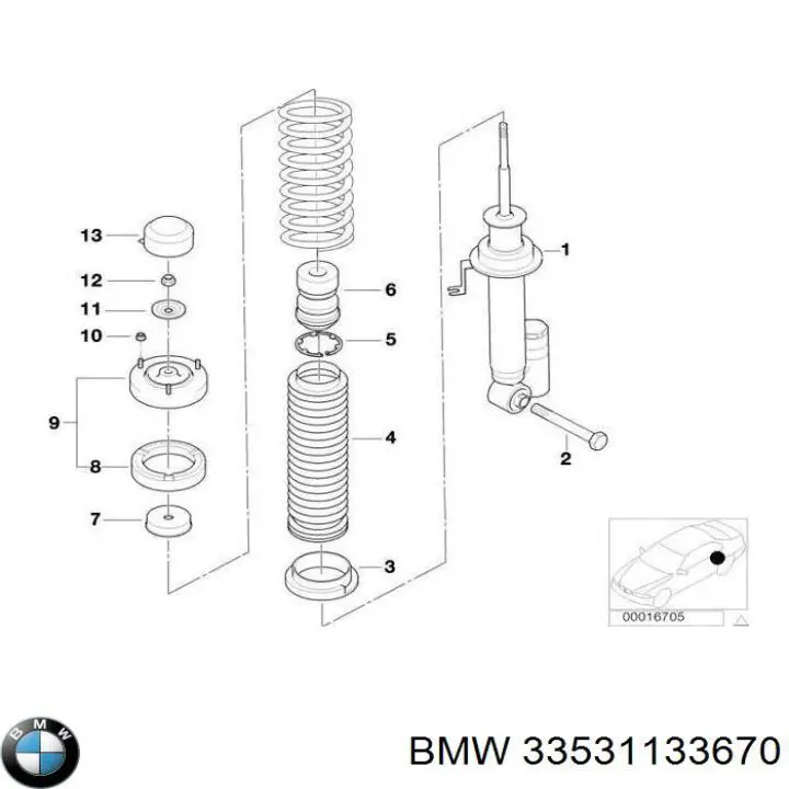 Aislador de resorte trasero superior BMW 33531133670 precio, desde 9,63 EUR