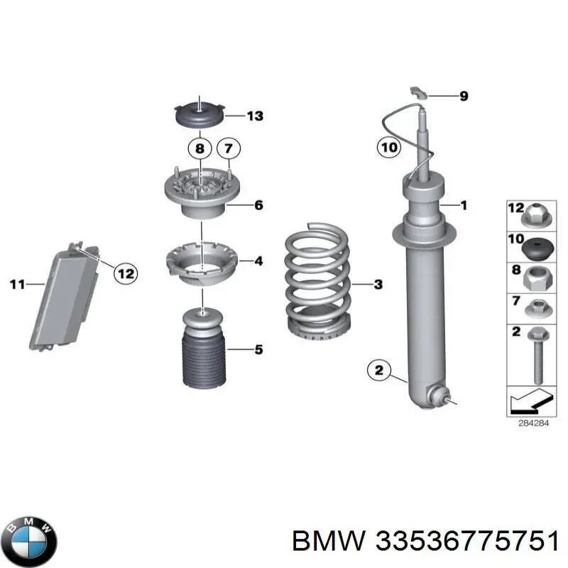 Comprar 33536775751 BMW Aislador de resorte trasero superior