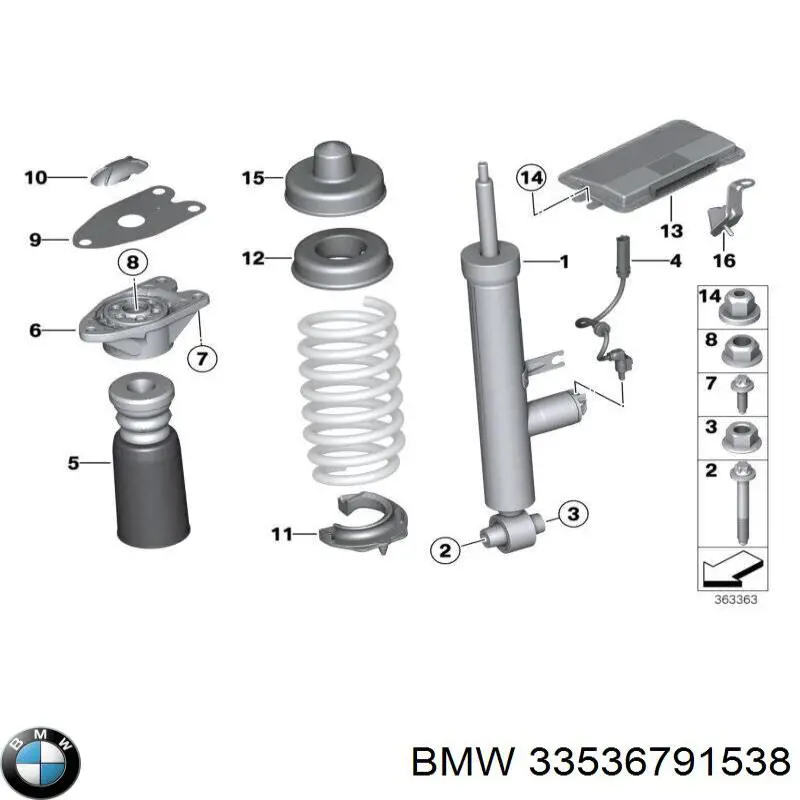 33536791538 BMW tope de amortiguador trasero, suspensión + fuelle
