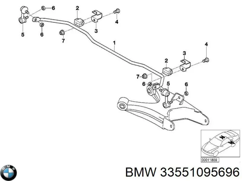 33551095696 BMW soporte de barra estabilizadora trasera