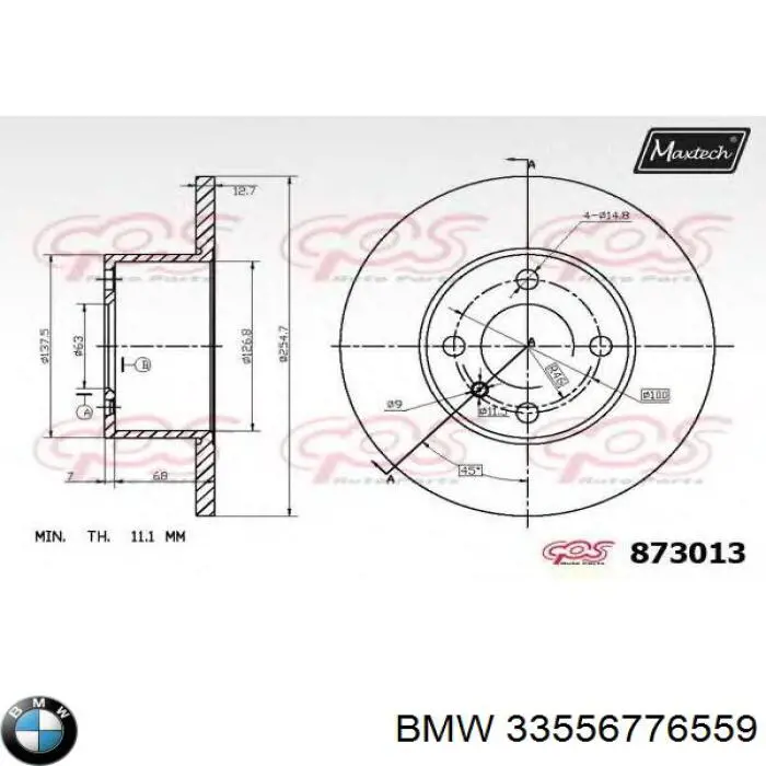 Buje de barra estabilizadora trasera 33556776559 BMW