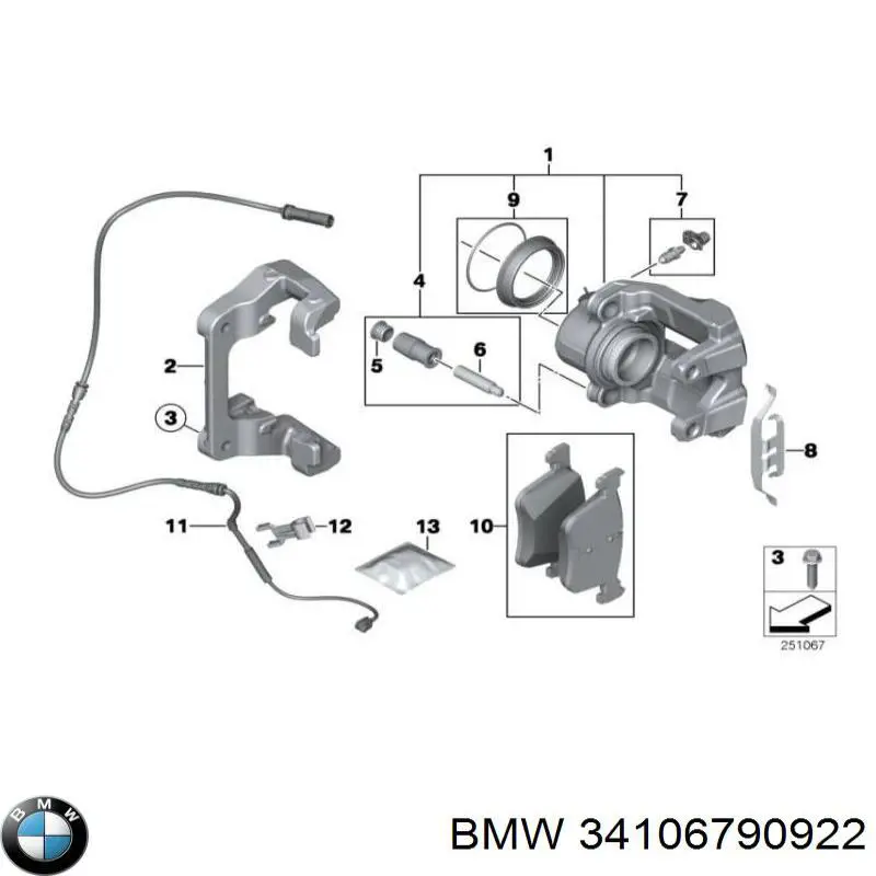 Pinza de freno, Eje delantero derecha BMW X3 (F25)