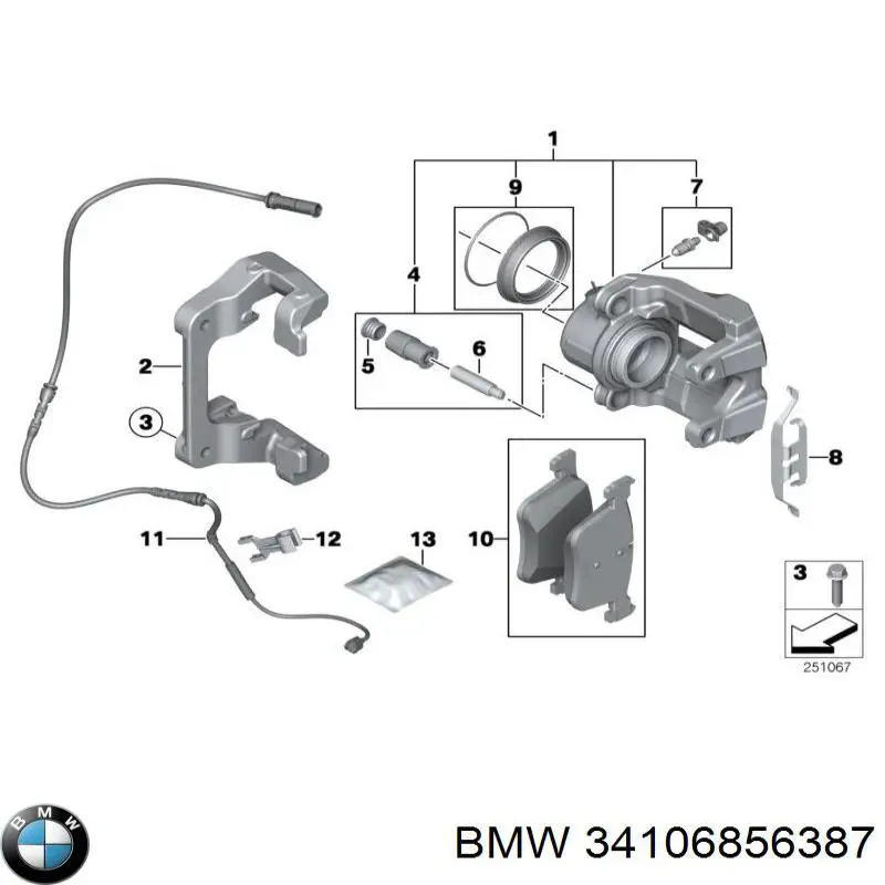 34106856387 BMW soporte, pinza de freno delantera