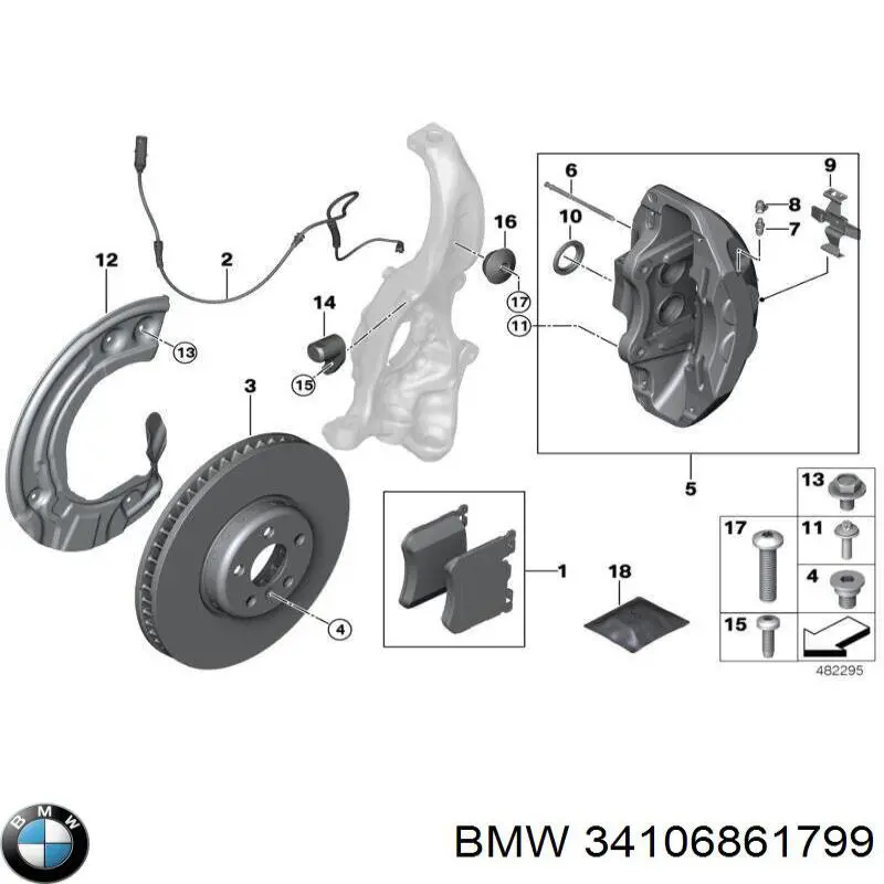 34106861799 BMW chapa protectora contra salpicaduras, disco de freno delantero izquierdo