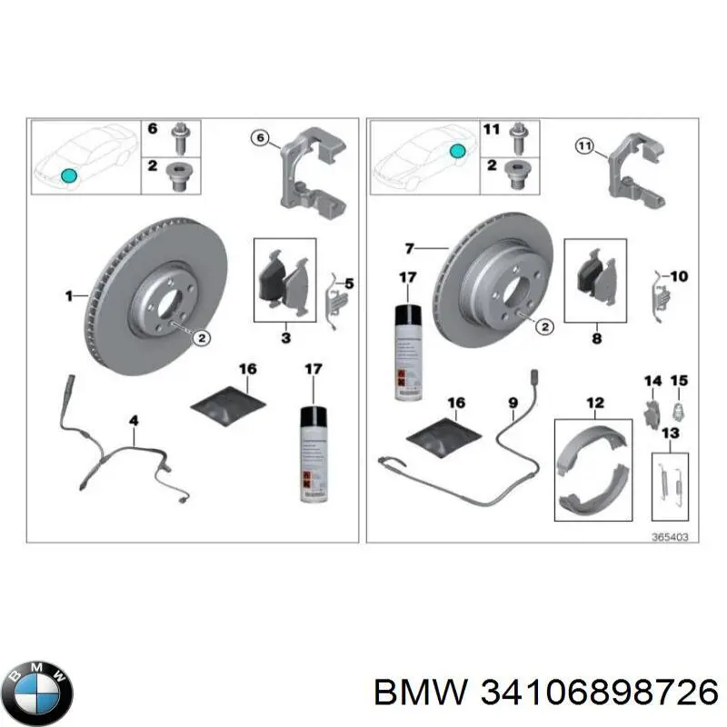 Frenos delanteros BMW 34106898726 precio, desde 210,27 EUR