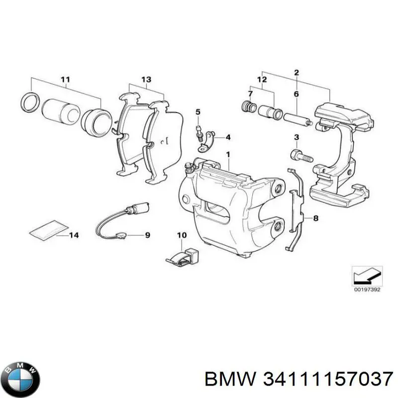 34111157037 BMW juego de reparación, pinza de freno delantero