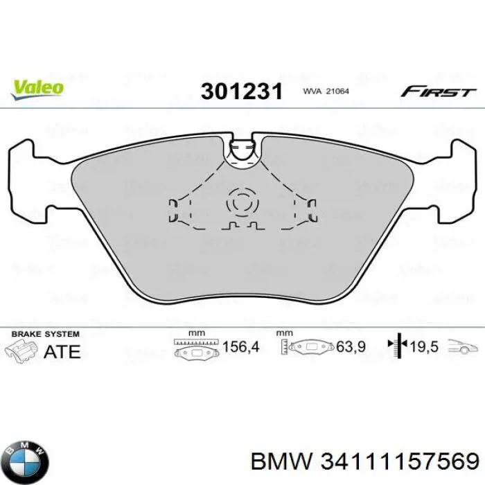 34111157569 BMW pastillas de freno delanteras