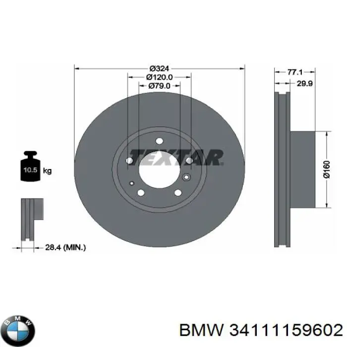 34111159602 BMW disco de freno delantero