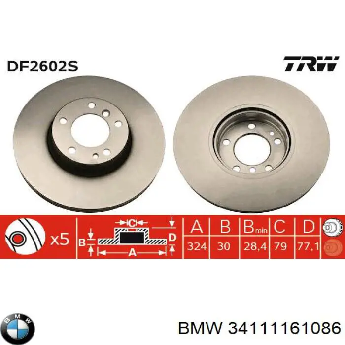 34111161086 BMW disco de freno delantero