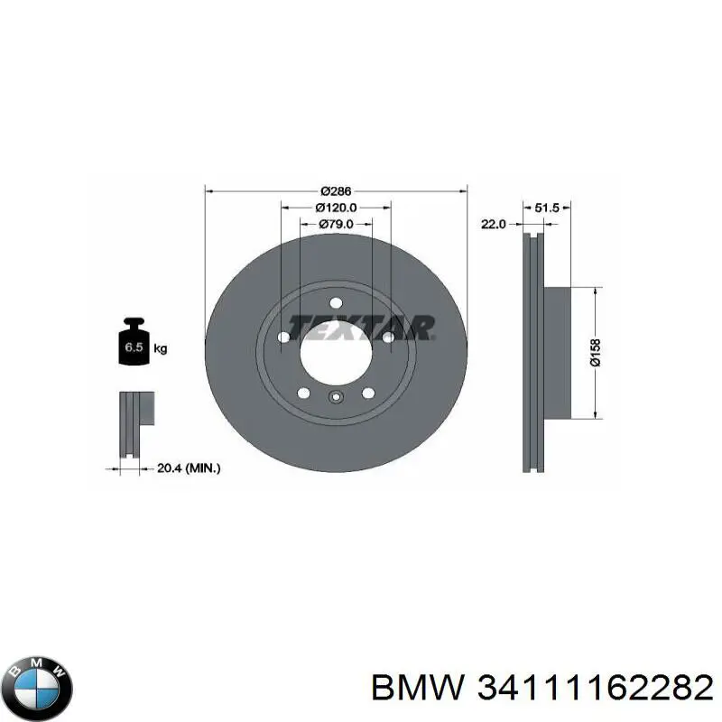 34111162282 BMW disco de freno delantero