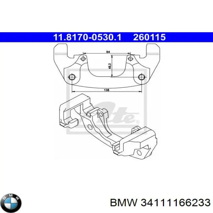 34111166233 BMW soporte, pinza de freno delantera