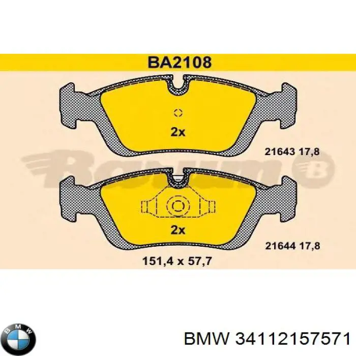 Pastillas freno delanteras BMW 34112157571 precio, desde 23,19 EUR