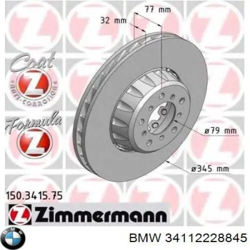 34112228845 BMW freno de disco delantero