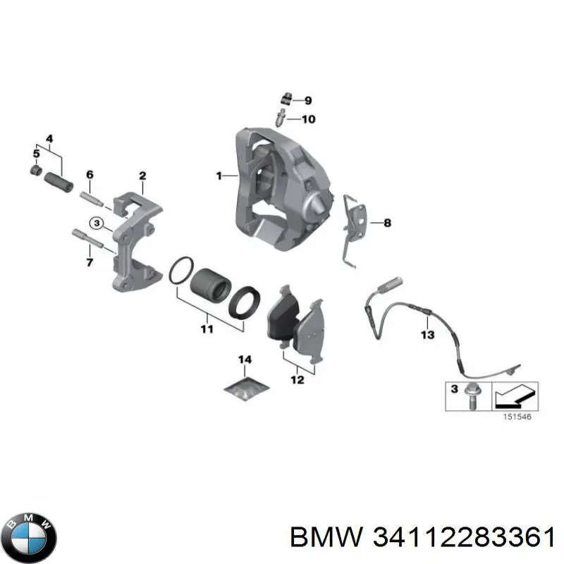 Pinza de freno delantera izquierda BMW 34112283361 precio, desde 106,33 EUR